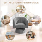 Swivel Accent Barrel Chair Set of 2, Cute Comfy Small Round 360° Arm Chair - Image 6