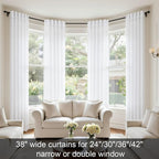 White Extra Long Curtains 9 FT for Living Room 2 Panel Sets Rod Pocket Back Tab - Image 3