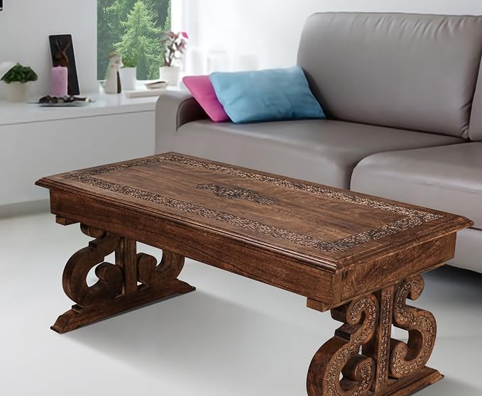 Lightnpro Handcrafted Mango Wood Rectangular Coffee Table - Image 4