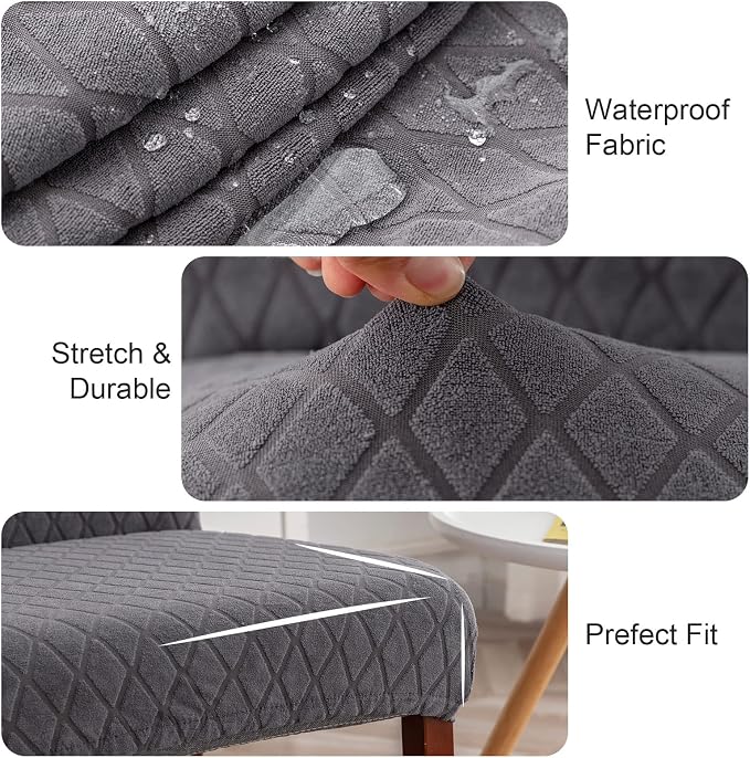 Genina Waterproof Chair Covers for Dining Room Set of 6, Stretch Jacquard - Image 3