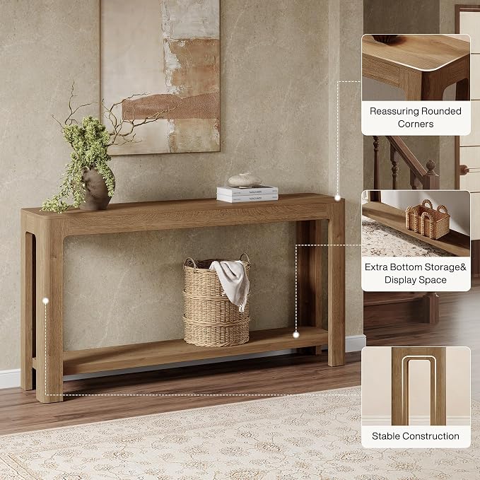 Tribesigns 63 Inch Entryway Console Table, 2-Tier Farmhouse Narrow Sofa Table - Image 8