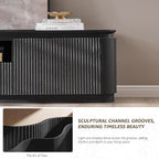 70" Fluted TV Stand for TVs Up to 80", Mid Century Modern Entertainment Center - Image 6