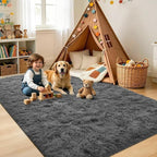 Noahas 5x7 Dark Grey Fluffy Soft Area Rug Non-Slip - Image 4