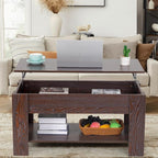 FDW Lift Top Coffee Table with Hidden Compartment and Storage Shelf Wooden Lift - Image 7