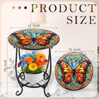 Cinnvoice Outdoor Side Table Round Small Mosaic Patio Accent Indoor End Plant - Image 3