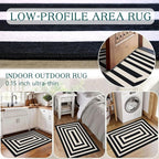 Front Door Mat Indoor Outside Entrance, 2x3 Modern Black White Rug | Non-Slip - Image 7