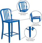 Flash Furniture Commercial Grade 24" High Blue Metal Indoor-Outdoor Counter - Image 6