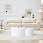 White Round Coffee Table Nesting Coffee Table Set of 2 Circle Fluted Cofee - Image 8