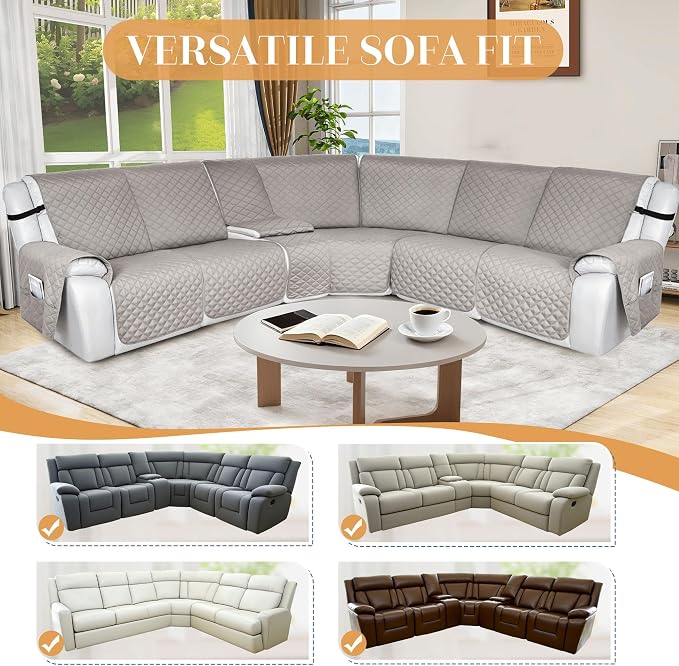 HDCAXKJ 100% Waterproof Reclining Sectional Couch Covers L Shape Recliner Sofa - Image 6