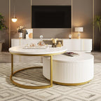 Modern Round Nesting Coffee Table Fluted - Image 3