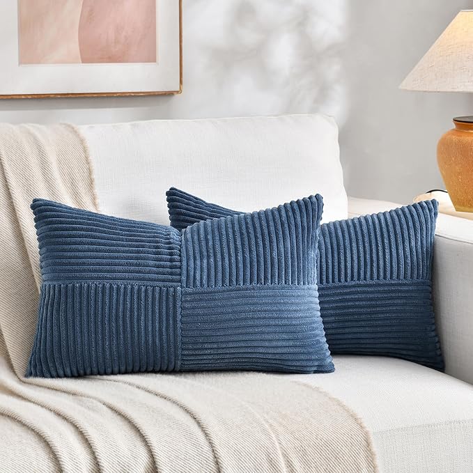 Fancy Homi 2 Packs Dusty Blue Long Lumbar Decorative Throw Pillow Covers 16x24 by Fancy+Homi