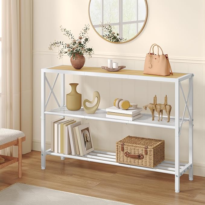 Hoctieon Industrial Console Table, 3 Tier Entryway Tables, Hallway Desk - Image 4