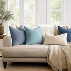 MIULEE Smoke Blue Chenille Couch Euro Throw Pillow Covers, 22x22 | Set of 2 - Image 3