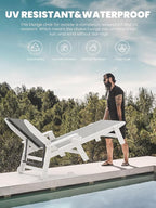 SERWALL Textilene Patio Chaise Lounge Chair, 5 Positions Adjustable Outdoor - Image 7