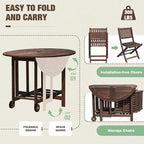 Devoko 5 PCS Patio Furniture, Patio Dining Set Acacia Wood Outdoor Table and - Image 5