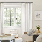 Beige White Pinch Pleated Linen Curtains 112 Inches Long 2 Panels | 400GSM - Image 8