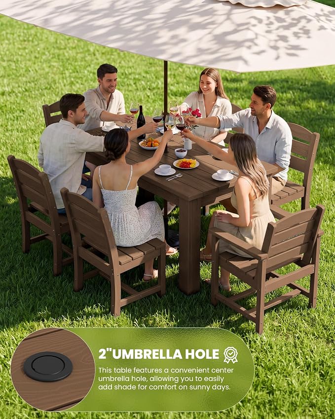 SERWALL Patio Dining Set with 15FT Double Side Umbrella, Outdoor Dining Sets - Image 3