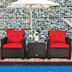 Tangkula 3 Pieces Patio Furniture Set, PE Rattan Wicker 3 Pcs Outdoor Sofa Set - Image 2