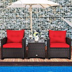 COSTWAY 3PCS Patio Furniture Set, PE Rattan Wicker Sofa w/Washable Cushion and - Image 3