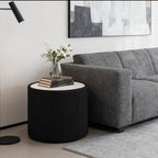 Marble Round Side Table, 17.71" Fluted End Table - Image 3