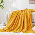 BEDELITE Ribbed Mustard Yellow Fleece Throw Blanket by BEDELITE