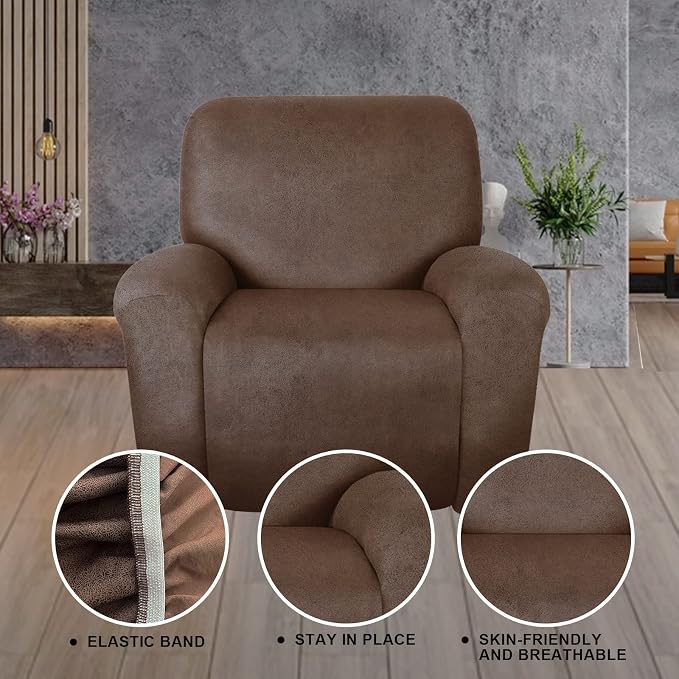 ANARACHON Leather Look Oversize Recliner Chair Covers, Thick 4 Pieces Recliner - Image 7