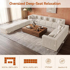 MONVANE Modular Sectional Sofa, Oversized 12 Seat Convertible U Shaped Couch - Image 3