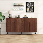 59" Walnut Arched Sideboard Buffet Cabinet - Image 8