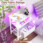 LOAKEKEL LED Night Stand with Charging Station, Small Bedside Table with USB - Image 6