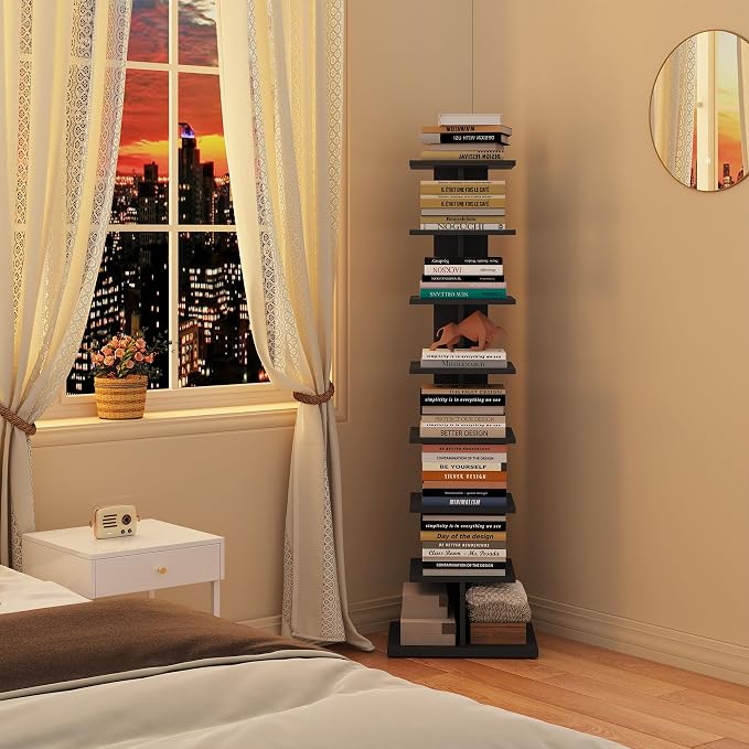 TUTOTAK Narrow Bookshelf, 8-Tier Bookcase, Spine Book Shelf - Image 3
