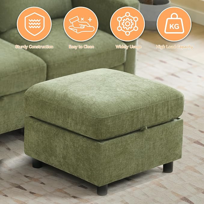 WUTUTUEE 25" Square Storage Ottoman - Image 6