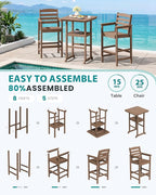 SERWALL Balcony Adirondack Chairs and Table 3 Pieces Set, Oversize Adirondack - Image 7