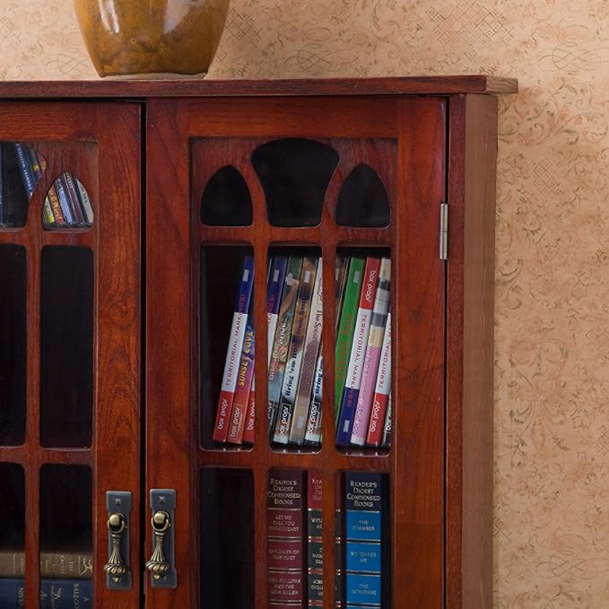 SEI Furniture - Window Pane Media Cabinet - Cherry - Transitional Design - Image 8