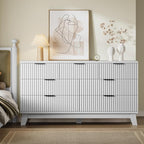 BORNOON 57" Long Dresser for Bedroom, 7-Drawer Fluted Chest, Wide Wood Storage - Image 4
