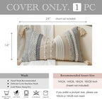 Decorative Lumbar Throw Pillow Cover 14x24 Boho Gray Accent Cushion - Image 4