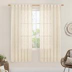 Beige Linen Curtains for Living Room 2 Panels Set, 52 x 68 Inch | 68 Inch Faux by LAMIT
