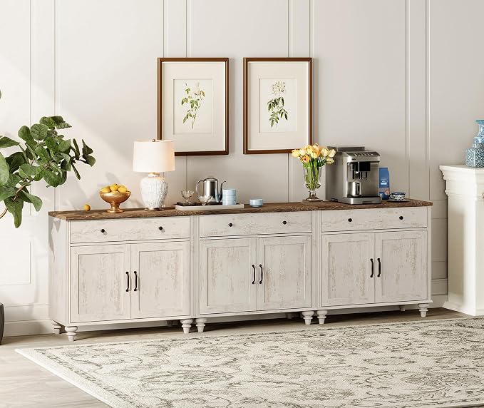 WAMAPT Rustic White Buffet Cabinet - Image 5