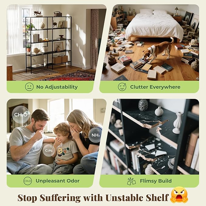 Huuger 5 Tier Bookshelf, L Shaped Corner Bookshelf - Image 8
