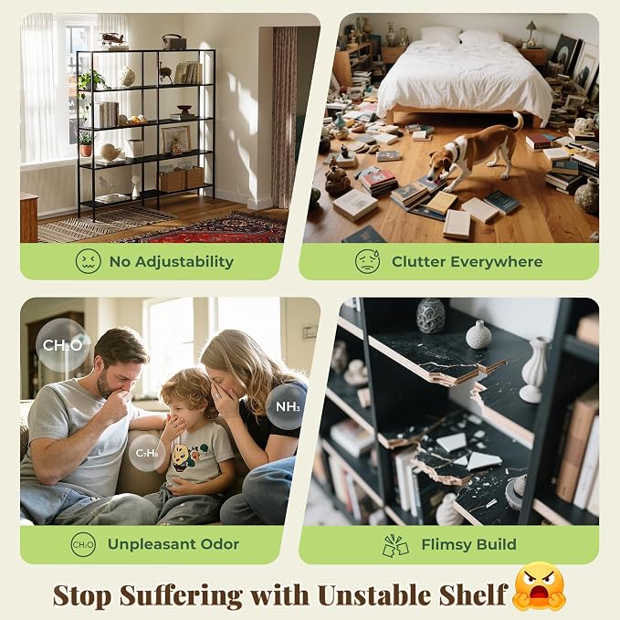 Huuger 5 Tier Bookshelf, L Shaped Corner Bookshelf - Image 5