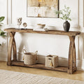 Solid Wood Console Table for Entryway, 63-Inch Narrow Farmhouse Couch Table by TribewoodbyTribesigns