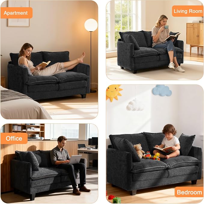 Loveseat Sofa Cloud Sofa Couch 50'', Modern Loveseats 2 Seat Couch 27" Deep Seat - Image 7