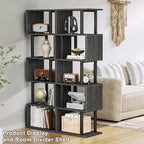 Furologee 6 Tier Bookshelf Tall Geometric Bookcase, S Shaped Industrial Display - Image 4