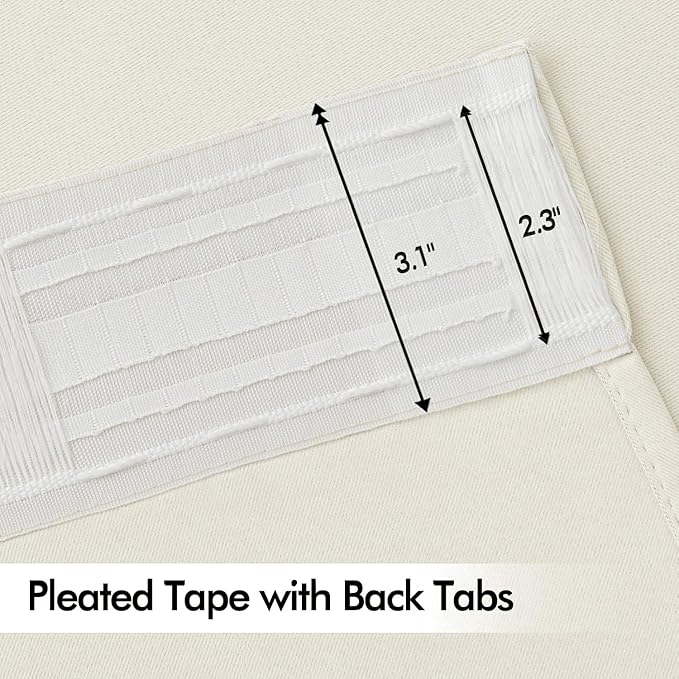 MIULEE Beige White Back Tab Blackout Curtains 52x90 Inch Long 2 Panels Set | - Image 4