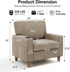 Mid Century Modern Accent Chairs Set of 2, Chenille Comfy Living Room Arm Chairs - Image 2
