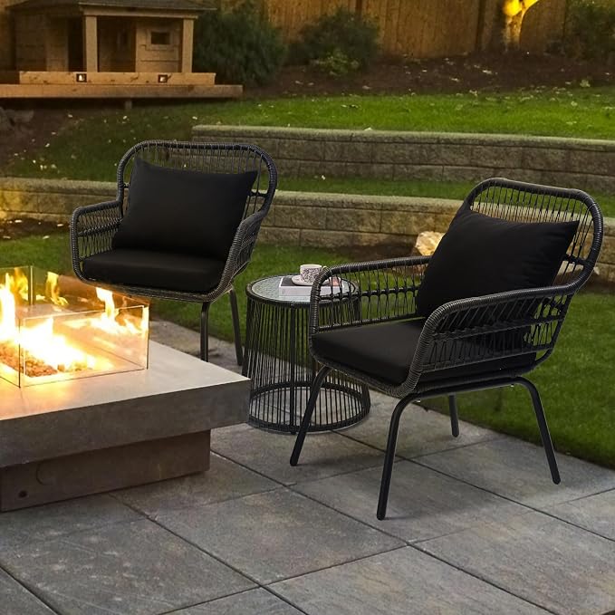 wildformers 3 Pieces Rattan Wicker Bistro Set, Outdoor Conversation Set - Image 7
