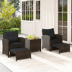 Tangkula 5 Pieces Patio Conversation Set, PE Wicker Rattan Outdoor Furniture Set - Image 3