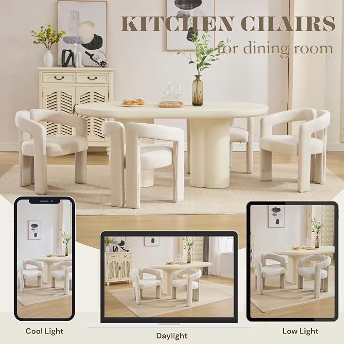 Hyfirm Upholstered Linen Barrel Dining Chair Set of 2, Modern Accent Kitchen - Image 8
