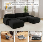 Boneless Sectional Couch, No Assembly Required, 117.3” U Shaped Modular Cloud - Image 9