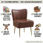 Modern Leather Accent Chairs Set of 2, Vintage Slipper Chair - Image 7