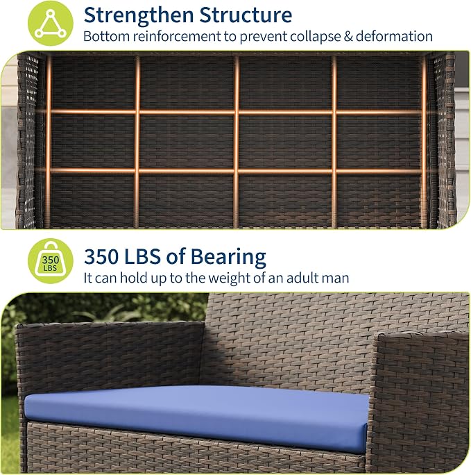 4-Piece Outdoor Furniture Set, PE Rattan Wicker Chairs - Image 5